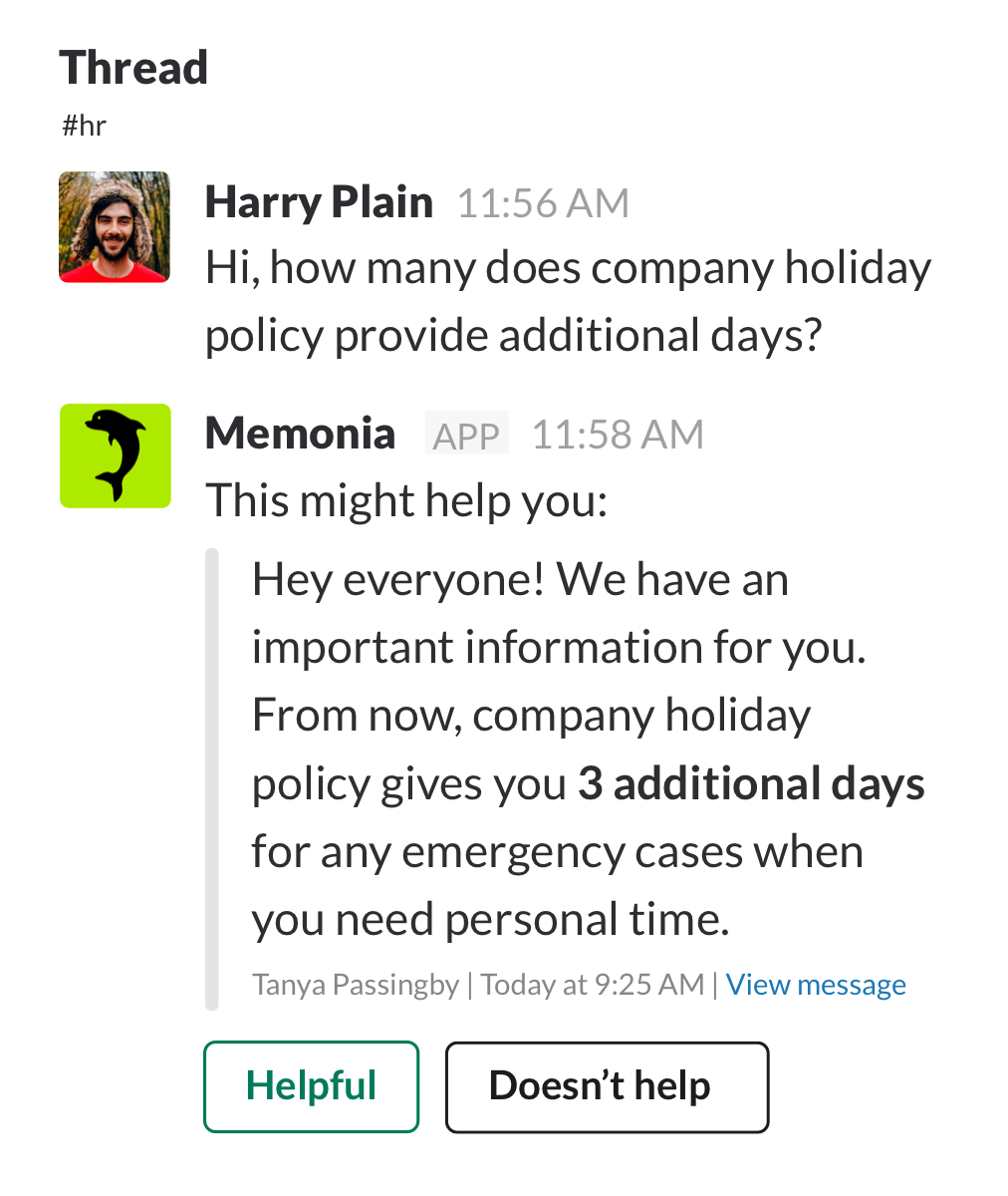 Automated suggestions inside Slack.